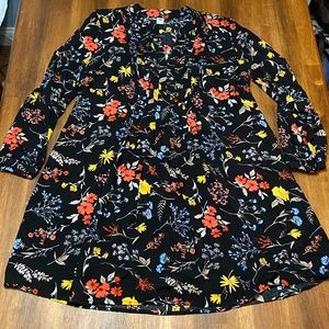 Old Navy Black Floral Long-sleeve Dress, Large